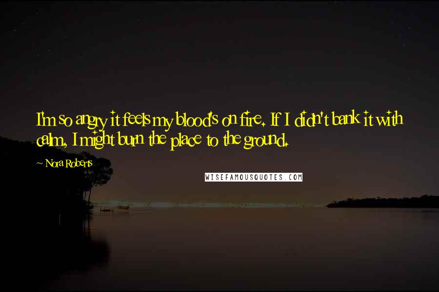 Nora Roberts Quotes: I'm so angry it feels my blood's on fire. If I didn't bank it with calm, I might burn the place to the ground.