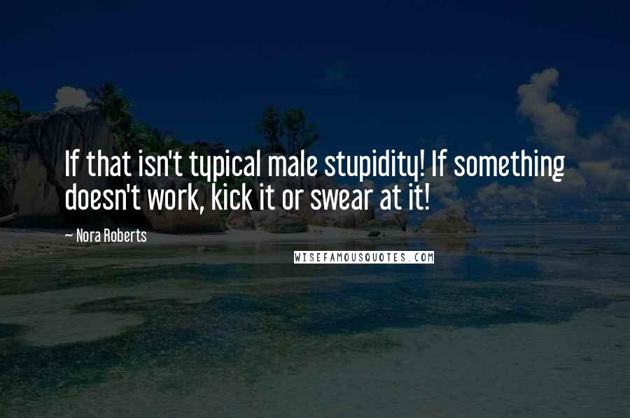 Nora Roberts Quotes: If that isn't typical male stupidity! If something doesn't work, kick it or swear at it!