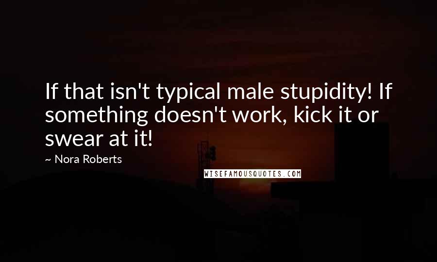 Nora Roberts Quotes: If that isn't typical male stupidity! If something doesn't work, kick it or swear at it!