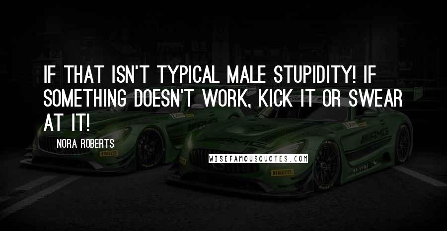 Nora Roberts Quotes: If that isn't typical male stupidity! If something doesn't work, kick it or swear at it!