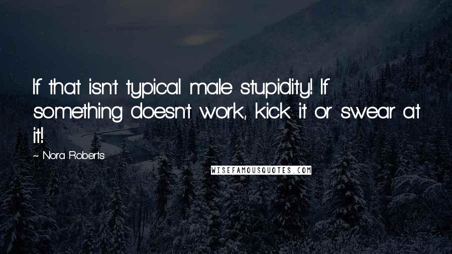 Nora Roberts Quotes: If that isn't typical male stupidity! If something doesn't work, kick it or swear at it!