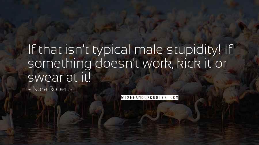 Nora Roberts Quotes: If that isn't typical male stupidity! If something doesn't work, kick it or swear at it!