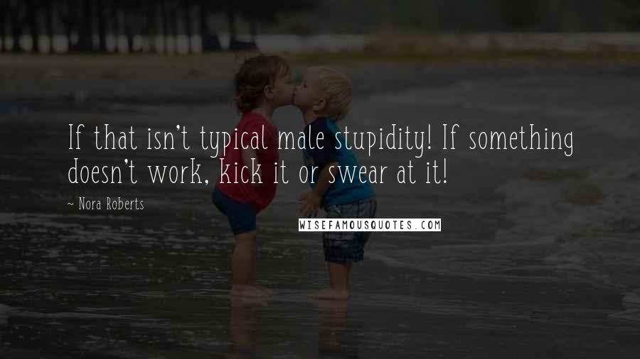 Nora Roberts Quotes: If that isn't typical male stupidity! If something doesn't work, kick it or swear at it!