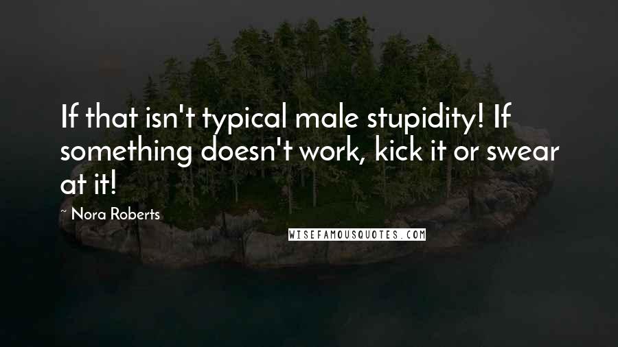 Nora Roberts Quotes: If that isn't typical male stupidity! If something doesn't work, kick it or swear at it!