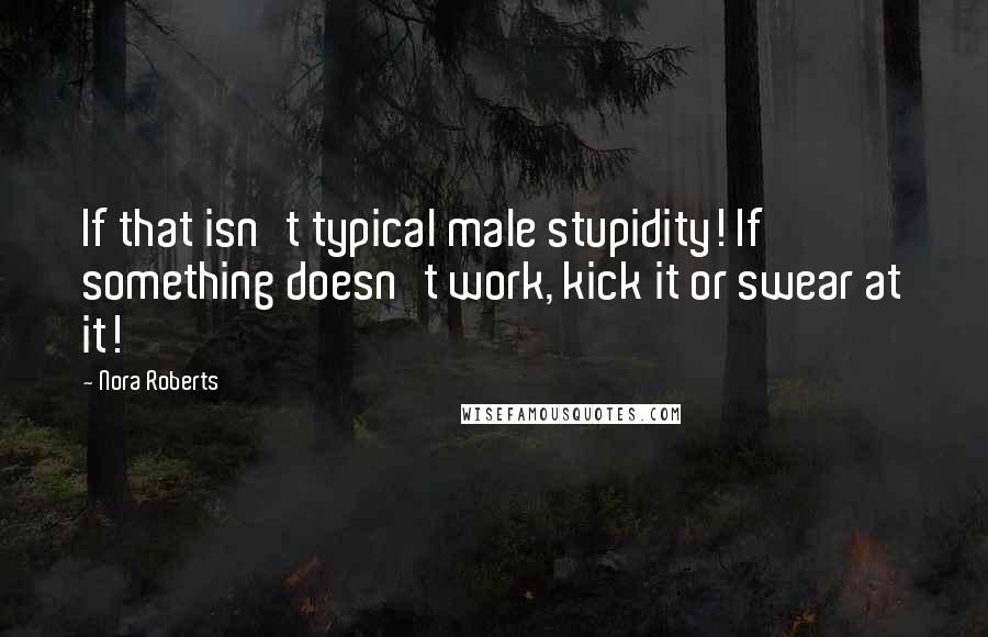 Nora Roberts Quotes: If that isn't typical male stupidity! If something doesn't work, kick it or swear at it!