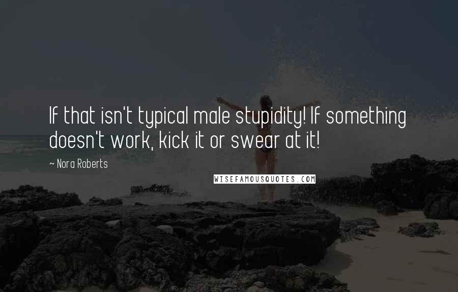 Nora Roberts Quotes: If that isn't typical male stupidity! If something doesn't work, kick it or swear at it!