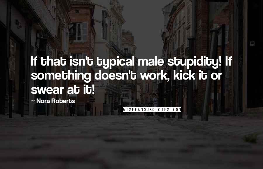 Nora Roberts Quotes: If that isn't typical male stupidity! If something doesn't work, kick it or swear at it!