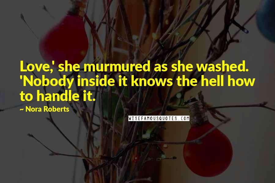 Nora Roberts Quotes: Love,' she murmured as she washed. 'Nobody inside it knows the hell how to handle it.