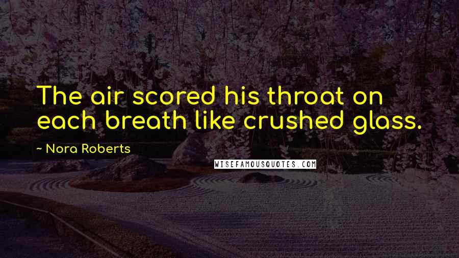 Nora Roberts Quotes: The air scored his throat on each breath like crushed glass.