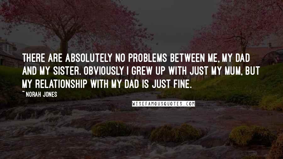 Norah Jones Quotes: There are absolutely no problems between me, my dad and my sister. Obviously I grew up with just my mum, but my relationship with my dad is just fine.