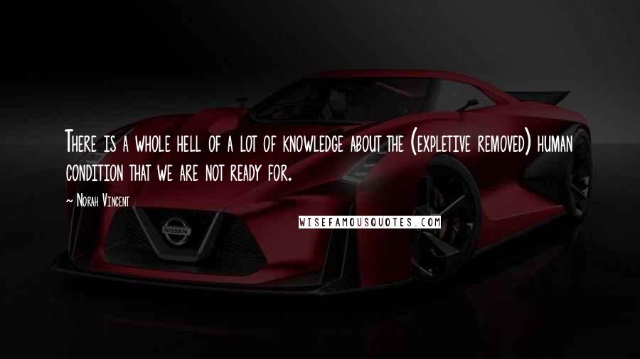 Norah Vincent Quotes: There is a whole hell of a lot of knowledge about the (expletive removed) human condition that we are not ready for.