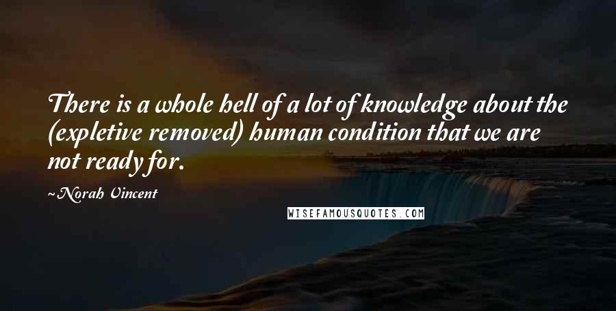 Norah Vincent Quotes: There is a whole hell of a lot of knowledge about the (expletive removed) human condition that we are not ready for.