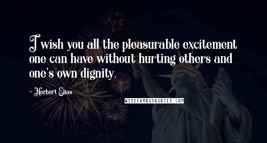 Norbert Elias Quotes: I wish you all the pleasurable excitement one can have without hurting others and one's own dignity.