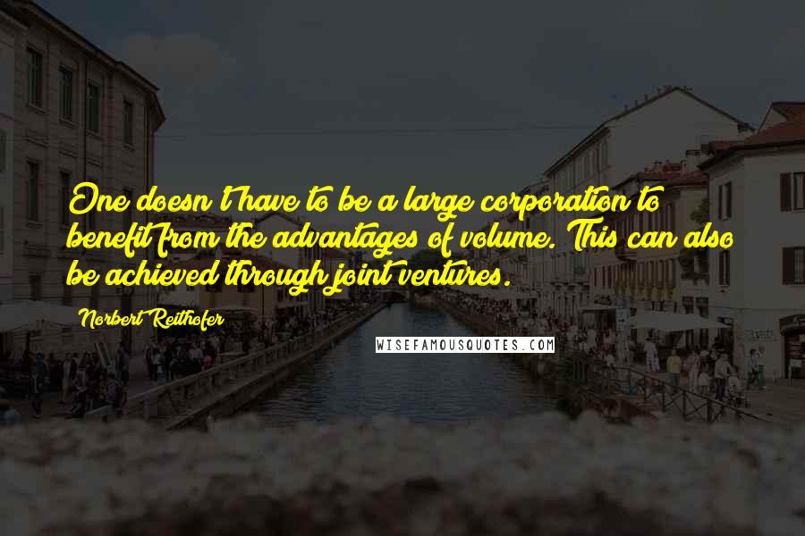 Norbert Reithofer Quotes: One doesn't have to be a large corporation to benefit from the advantages of volume. This can also be achieved through joint ventures.