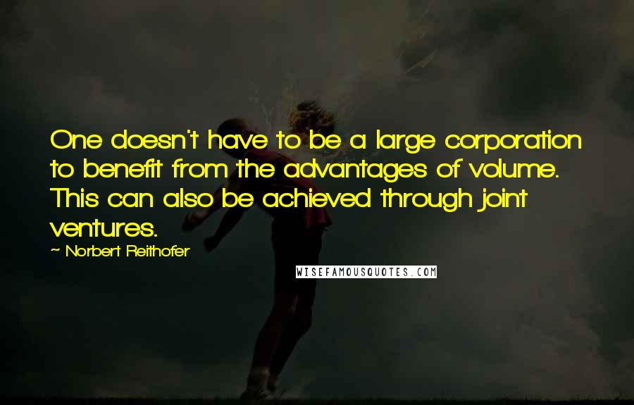 Norbert Reithofer Quotes: One doesn't have to be a large corporation to benefit from the advantages of volume. This can also be achieved through joint ventures.