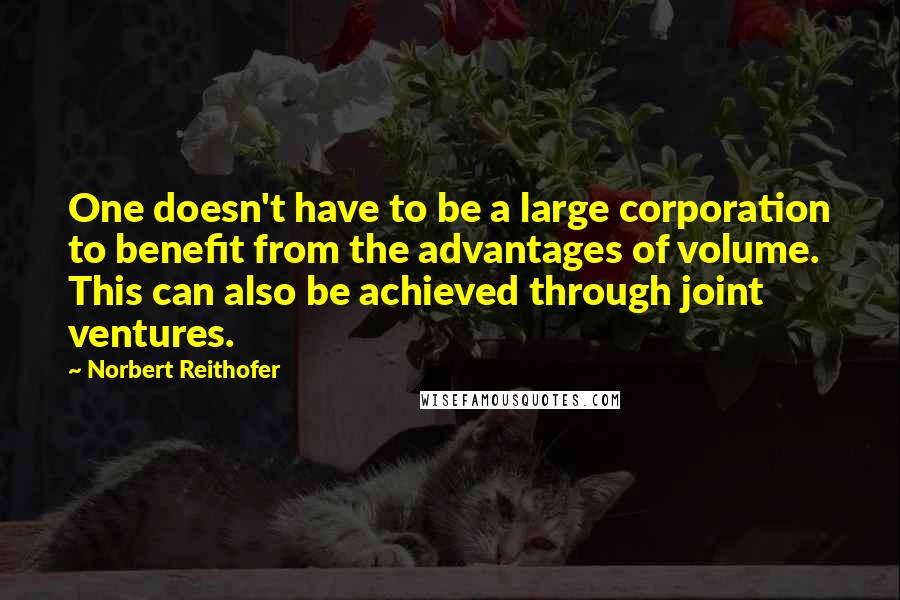 Norbert Reithofer Quotes: One doesn't have to be a large corporation to benefit from the advantages of volume. This can also be achieved through joint ventures.