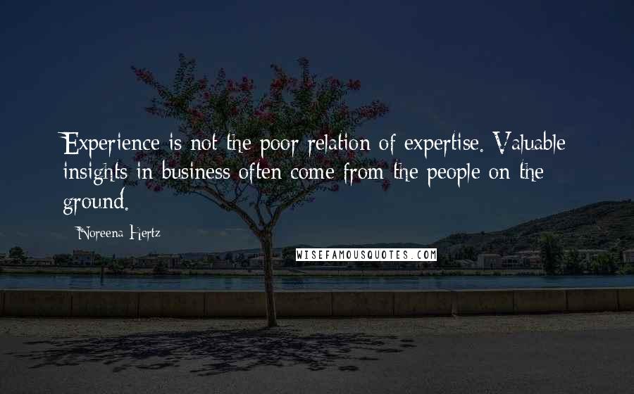 Noreena Hertz Quotes: Experience is not the poor relation of expertise. Valuable insights in business often come from the people on the ground.