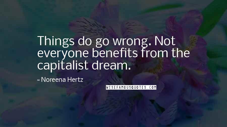 Noreena Hertz Quotes: Things do go wrong. Not everyone benefits from the capitalist dream.