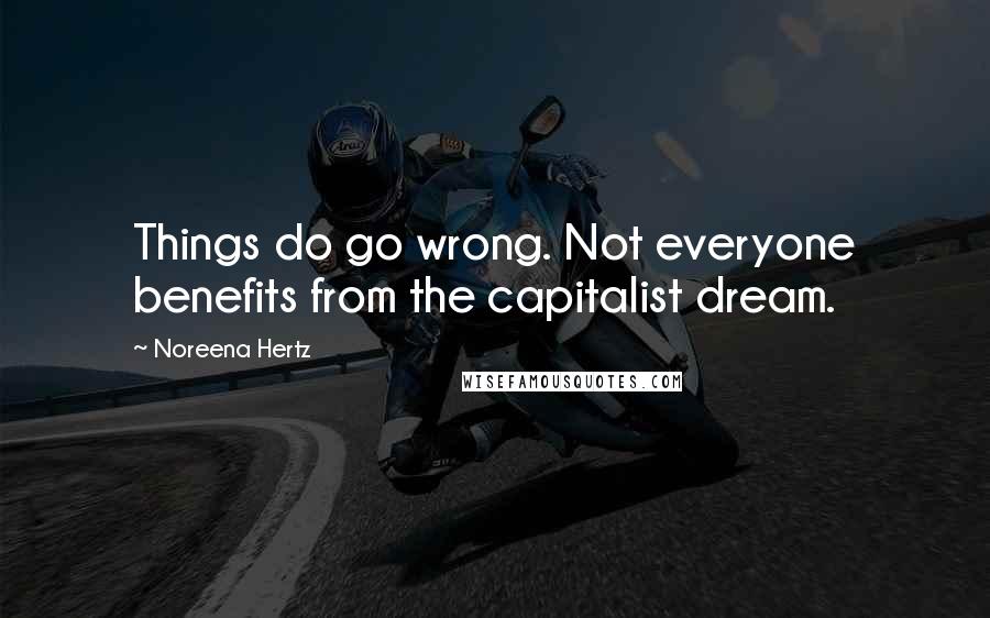 Noreena Hertz Quotes: Things do go wrong. Not everyone benefits from the capitalist dream.