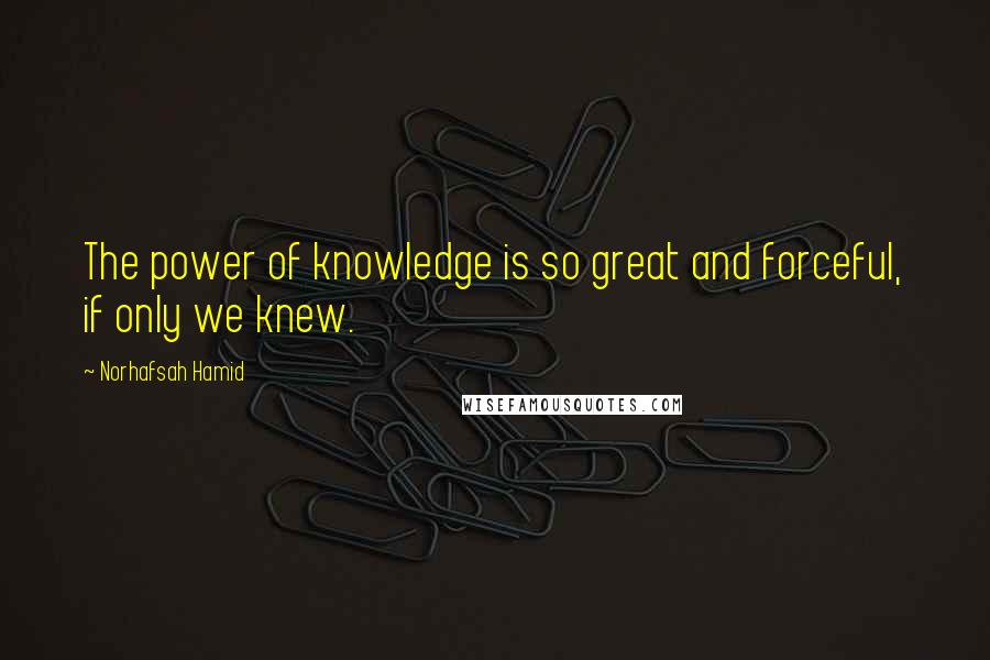 Norhafsah Hamid Quotes: The power of knowledge is so great and forceful, if only we knew.