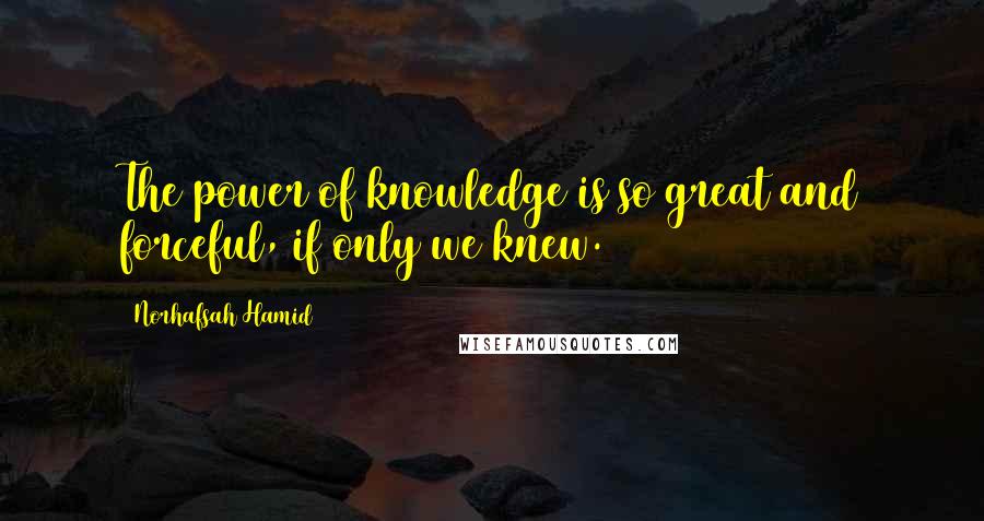 Norhafsah Hamid Quotes: The power of knowledge is so great and forceful, if only we knew.