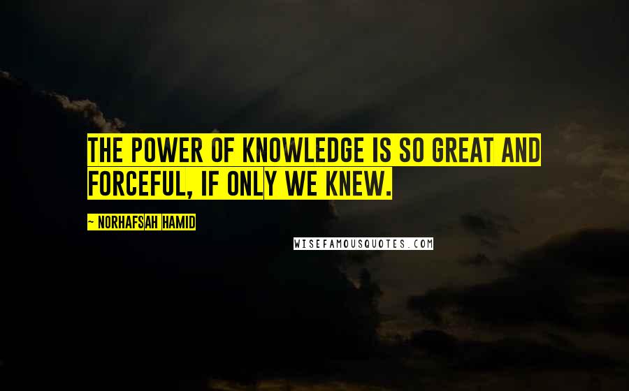 Norhafsah Hamid Quotes: The power of knowledge is so great and forceful, if only we knew.