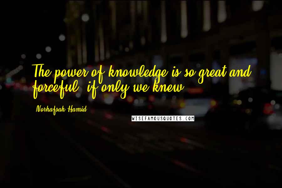 Norhafsah Hamid Quotes: The power of knowledge is so great and forceful, if only we knew.