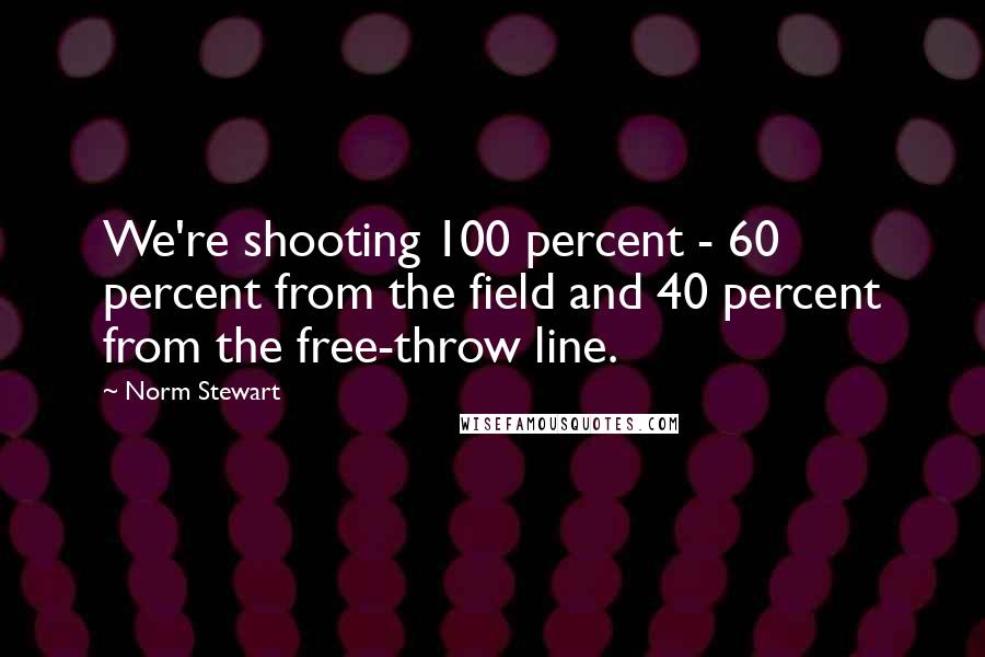 Norm Stewart Quotes: We're shooting 100 percent - 60 percent from the field and 40 percent from the free-throw line.