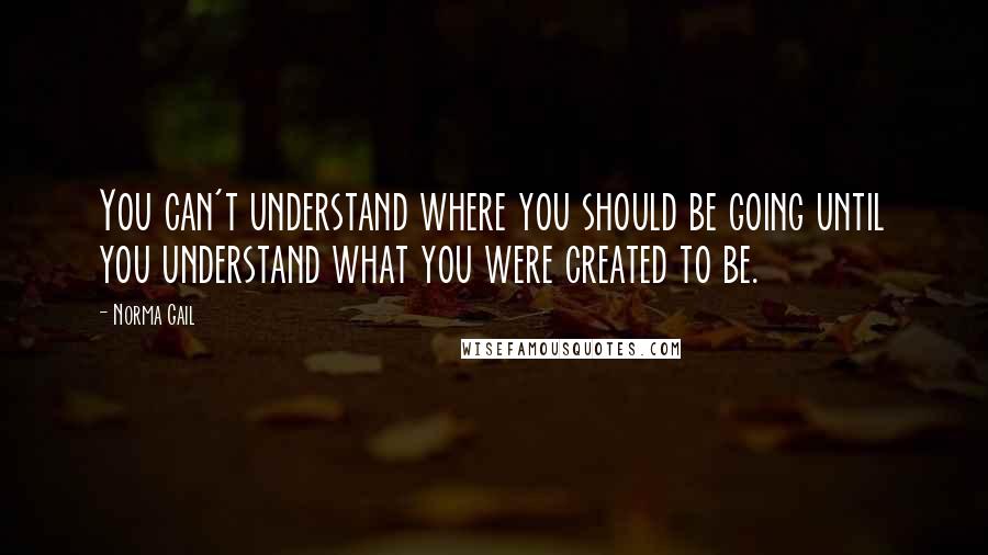 Norma Gail Quotes: You can't understand where you should be going until you understand what you were created to be.