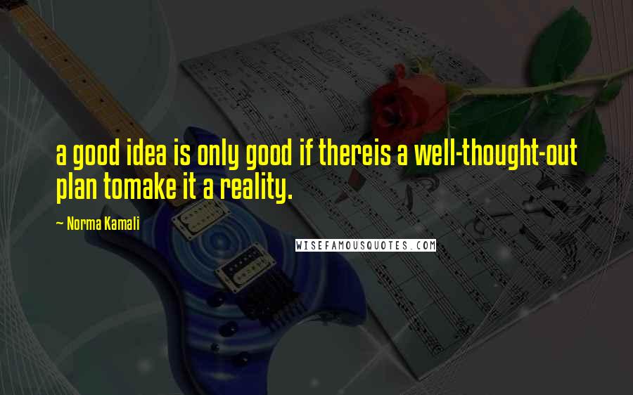 Norma Kamali Quotes: a good idea is only good if thereis a well-thought-out plan tomake it a reality.