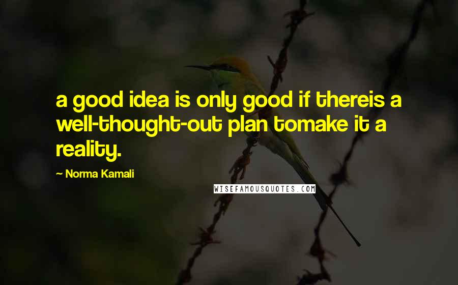 Norma Kamali Quotes: a good idea is only good if thereis a well-thought-out plan tomake it a reality.