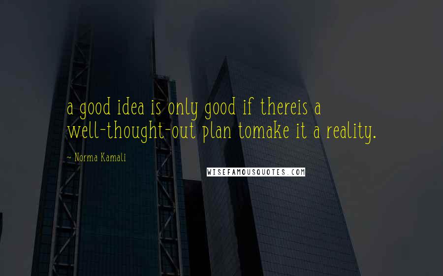 Norma Kamali Quotes: a good idea is only good if thereis a well-thought-out plan tomake it a reality.