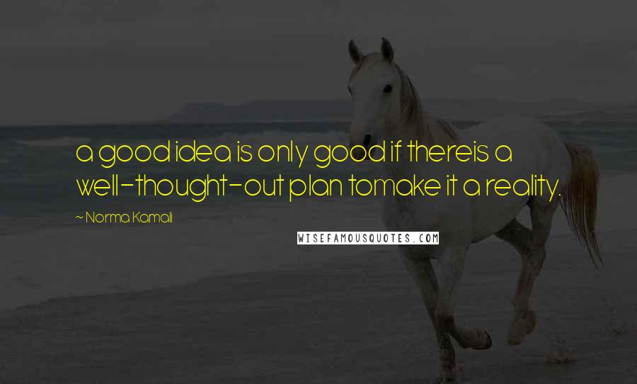 Norma Kamali Quotes: a good idea is only good if thereis a well-thought-out plan tomake it a reality.