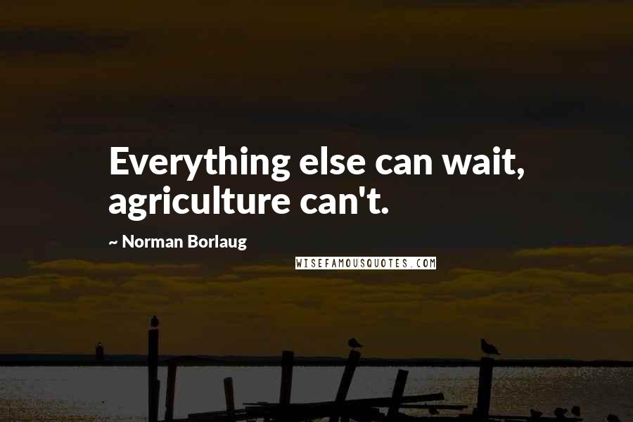 Norman Borlaug Quotes: Everything else can wait, agriculture can't.