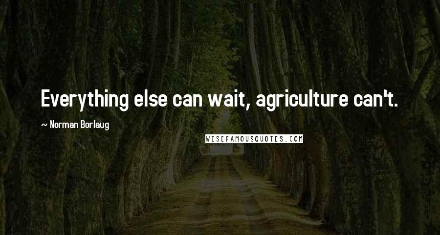 Norman Borlaug Quotes: Everything else can wait, agriculture can't.