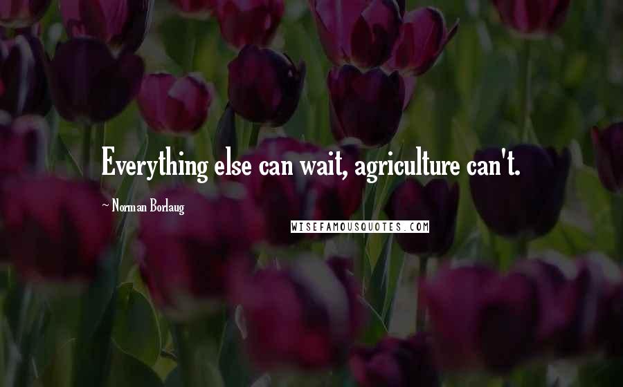 Norman Borlaug Quotes: Everything else can wait, agriculture can't.