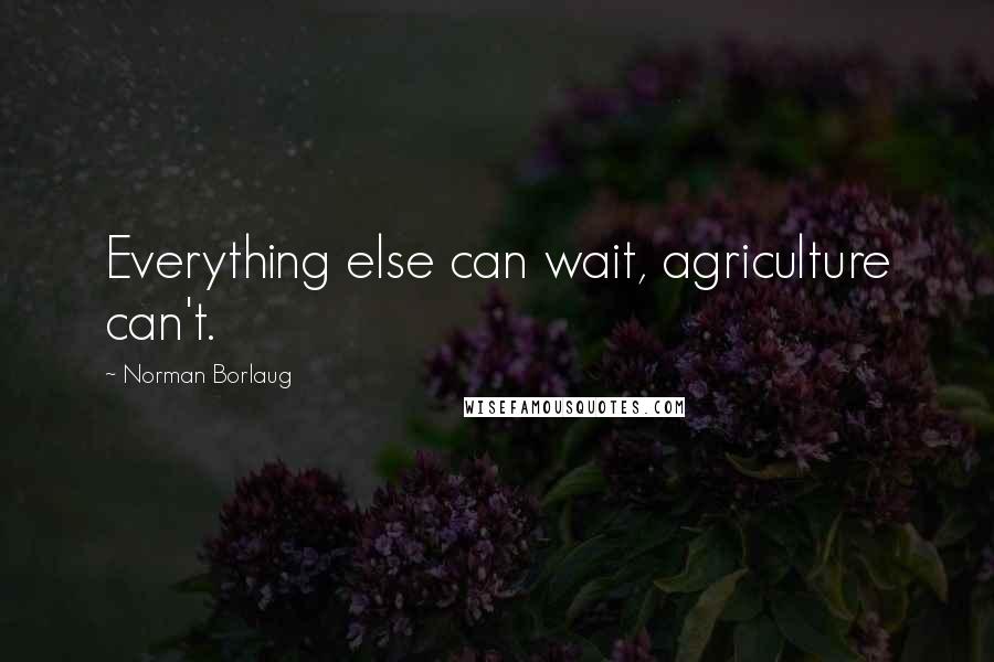 Norman Borlaug Quotes: Everything else can wait, agriculture can't.