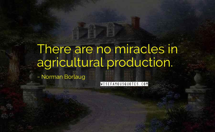Norman Borlaug Quotes: There are no miracles in agricultural production.