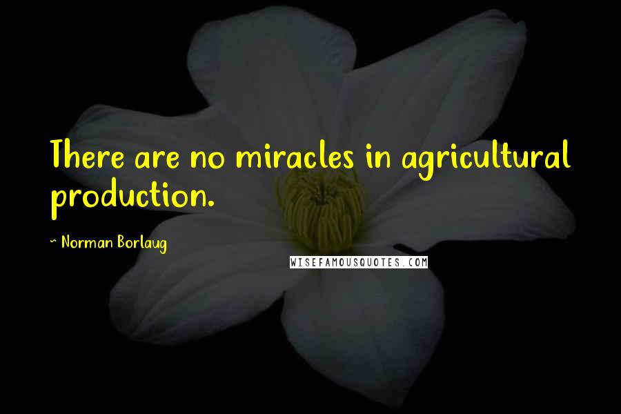 Norman Borlaug Quotes: There are no miracles in agricultural production.