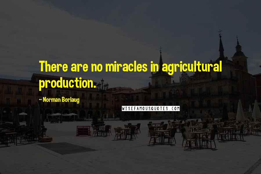 Norman Borlaug Quotes: There are no miracles in agricultural production.