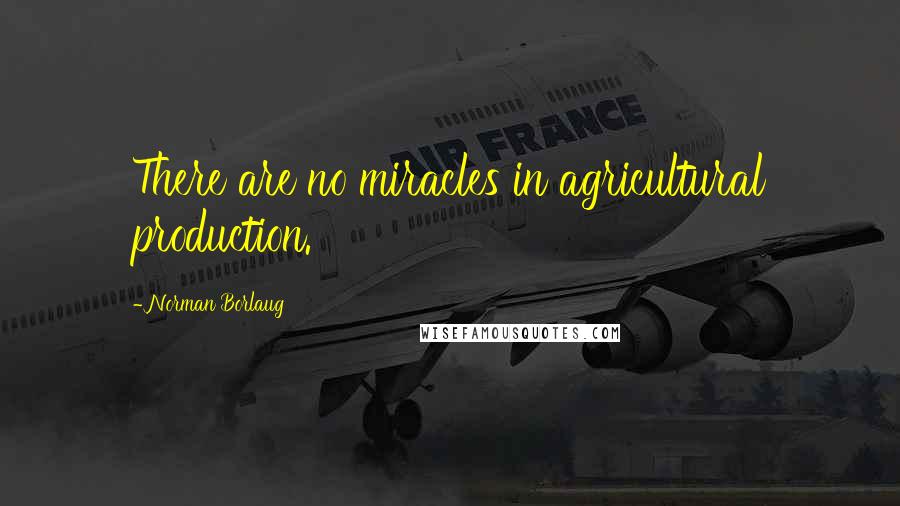 Norman Borlaug Quotes: There are no miracles in agricultural production.