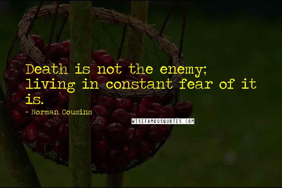 Norman Cousins Quotes: Death is not the enemy; living in constant fear of it is.