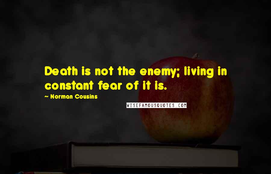 Norman Cousins Quotes: Death is not the enemy; living in constant fear of it is.