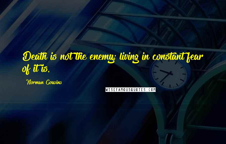Norman Cousins Quotes: Death is not the enemy; living in constant fear of it is.