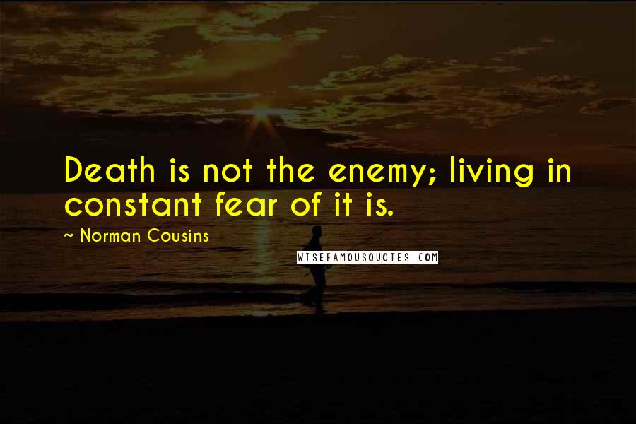 Norman Cousins Quotes: Death is not the enemy; living in constant fear of it is.