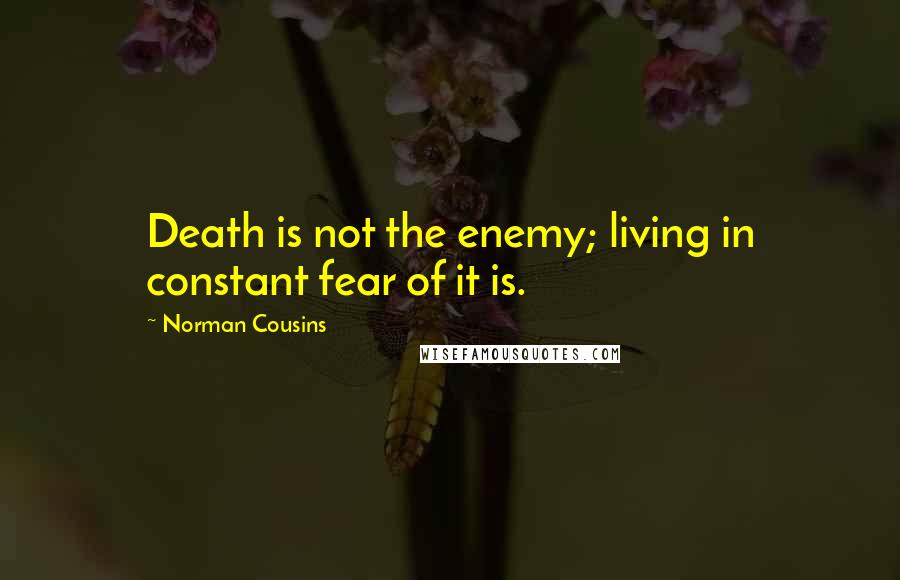 Norman Cousins Quotes: Death is not the enemy; living in constant fear of it is.