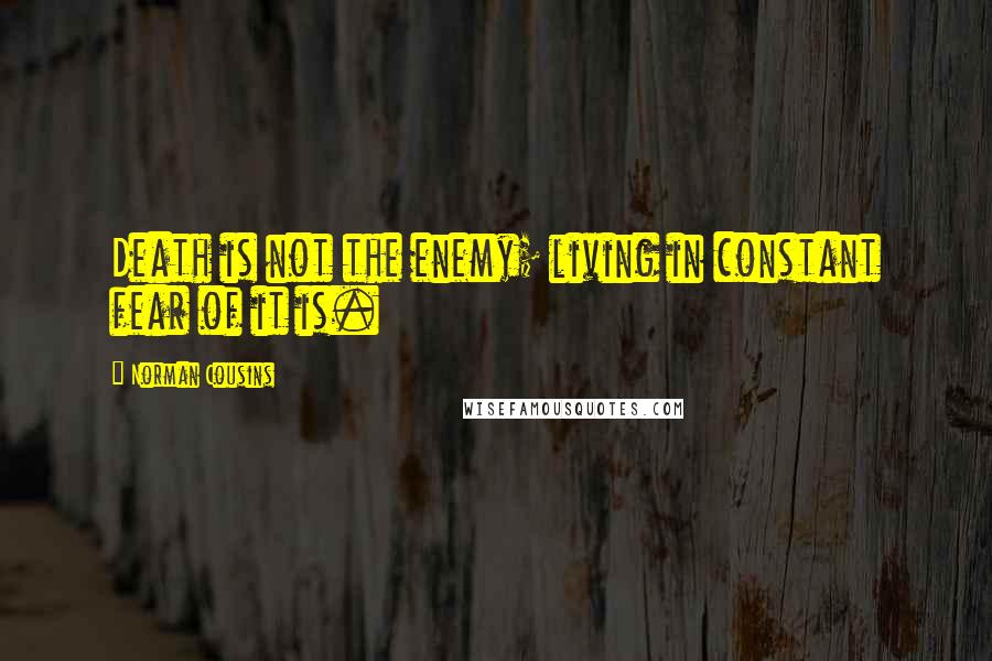 Norman Cousins Quotes: Death is not the enemy; living in constant fear of it is.