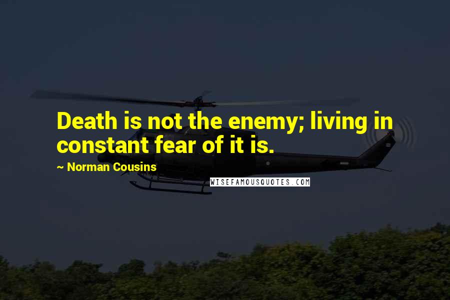 Norman Cousins Quotes: Death is not the enemy; living in constant fear of it is.