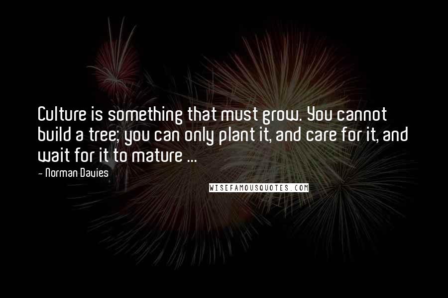 Norman Davies Quotes: Culture is something that must grow. You cannot build a tree; you can only plant it, and care for it, and wait for it to mature ...