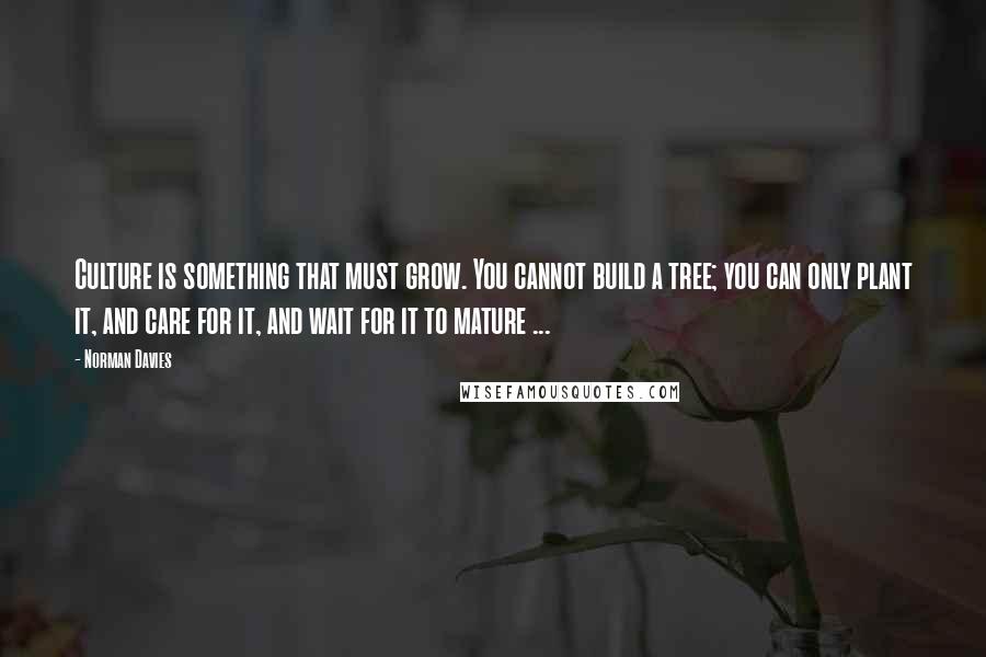 Norman Davies Quotes: Culture is something that must grow. You cannot build a tree; you can only plant it, and care for it, and wait for it to mature ...